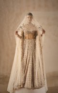 BEIGE NUDE TULLE LEHENGA SET