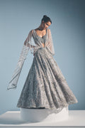 GREY TULLE LEHENGA SET