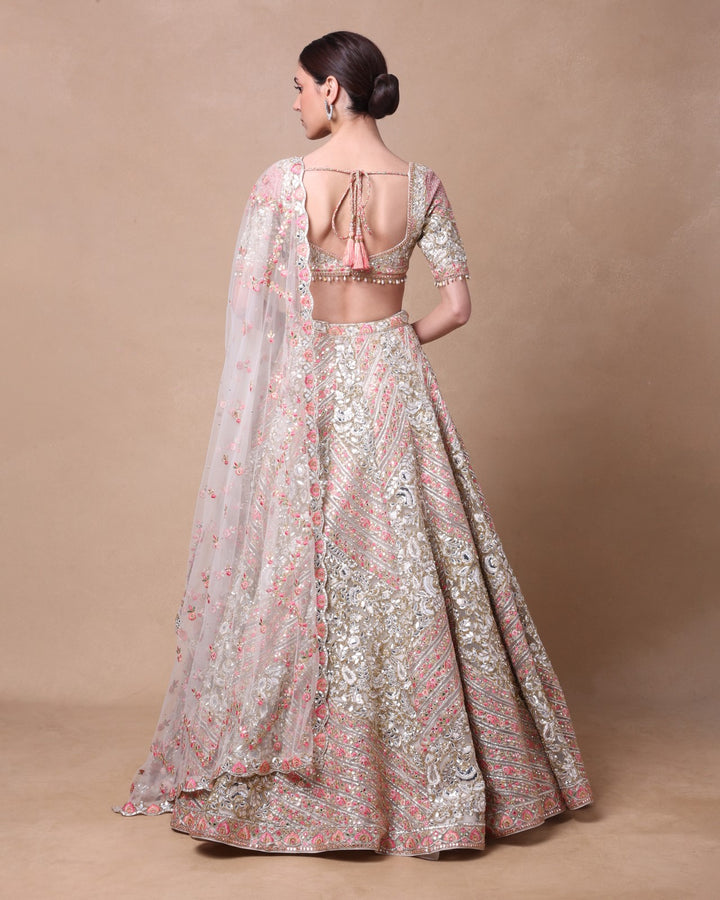 Ivory Tulle Embellished Lehenga Set