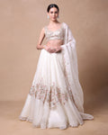 Ivory Organza Lehenga Set With Placement Embroidery
