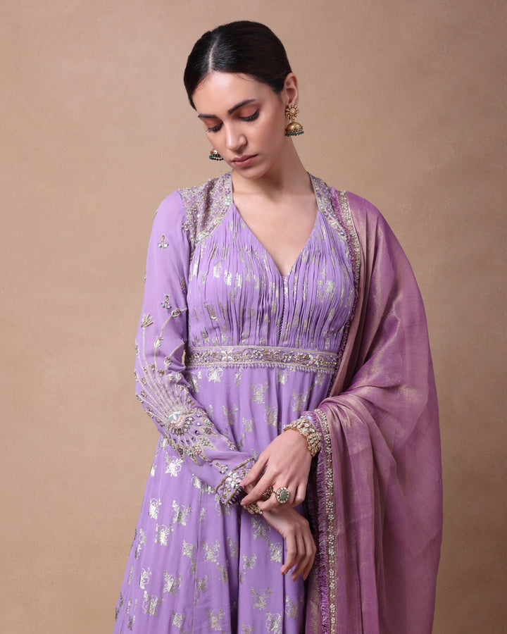 Lavender Floral Mirage Anarkali Set