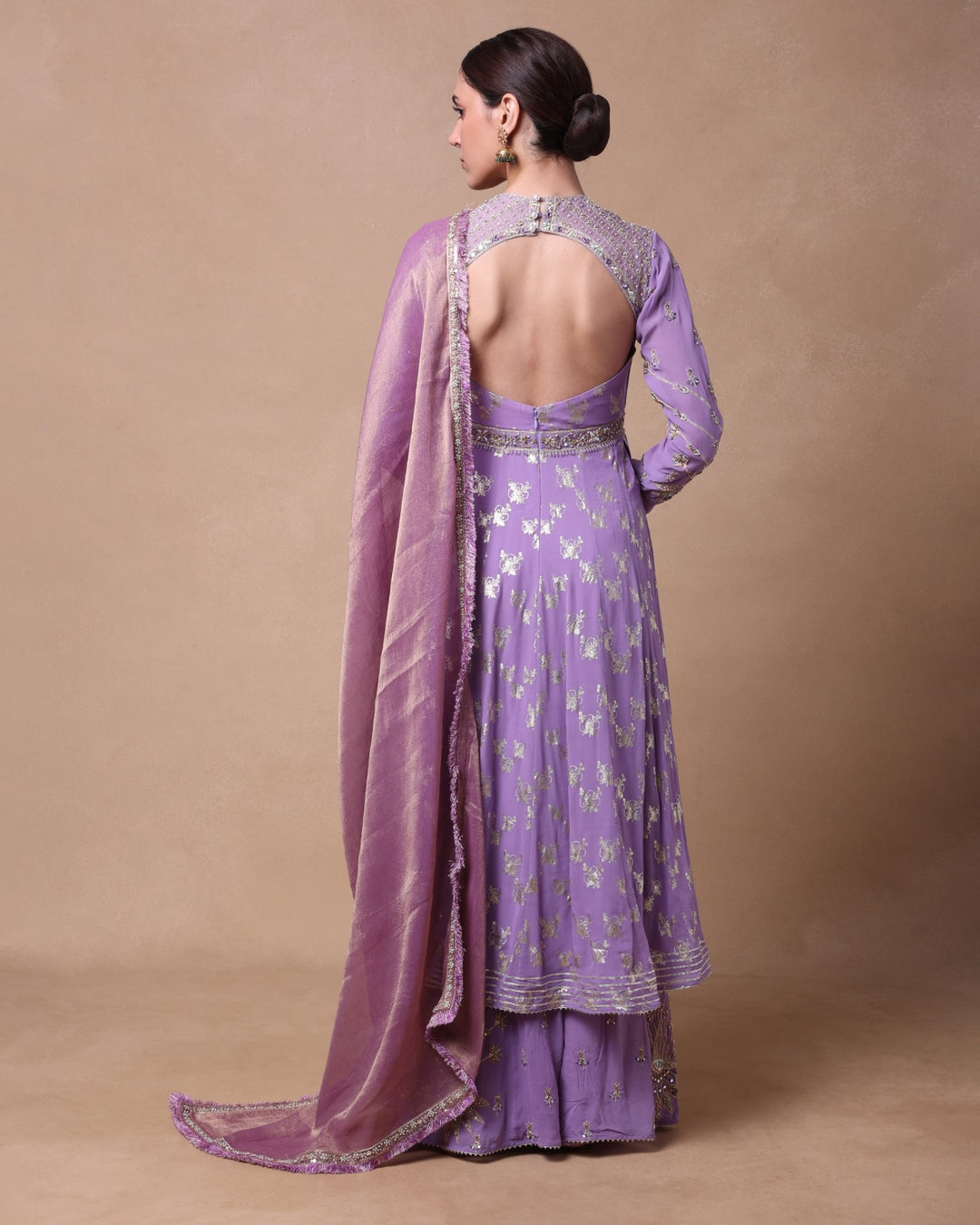 Lavender Floral Mirage Anarkali Set