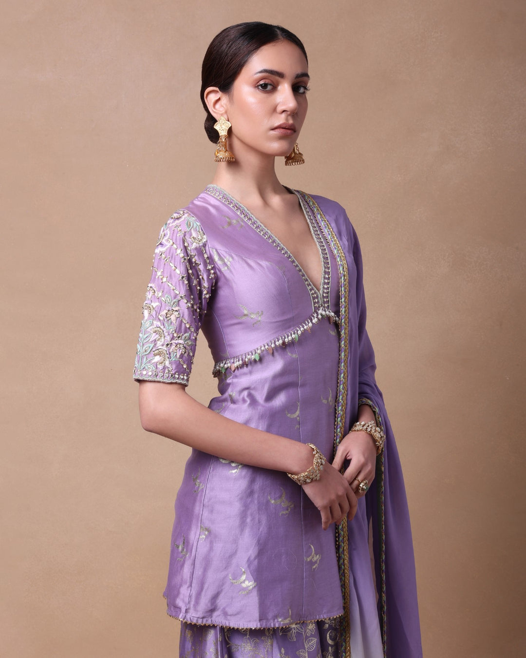 Lavender Chand Peplum  Sharara Set