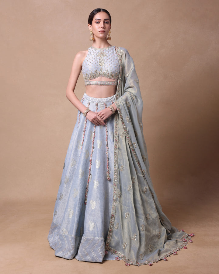 Blue Foil Mirage Lehenga