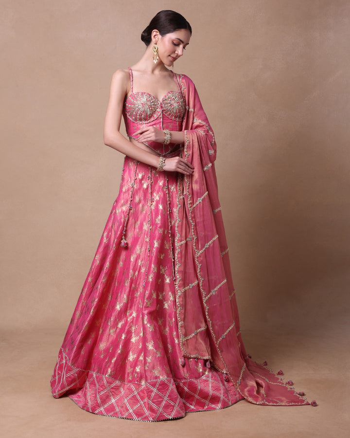 Pink Floral Mirage Lehenga Set