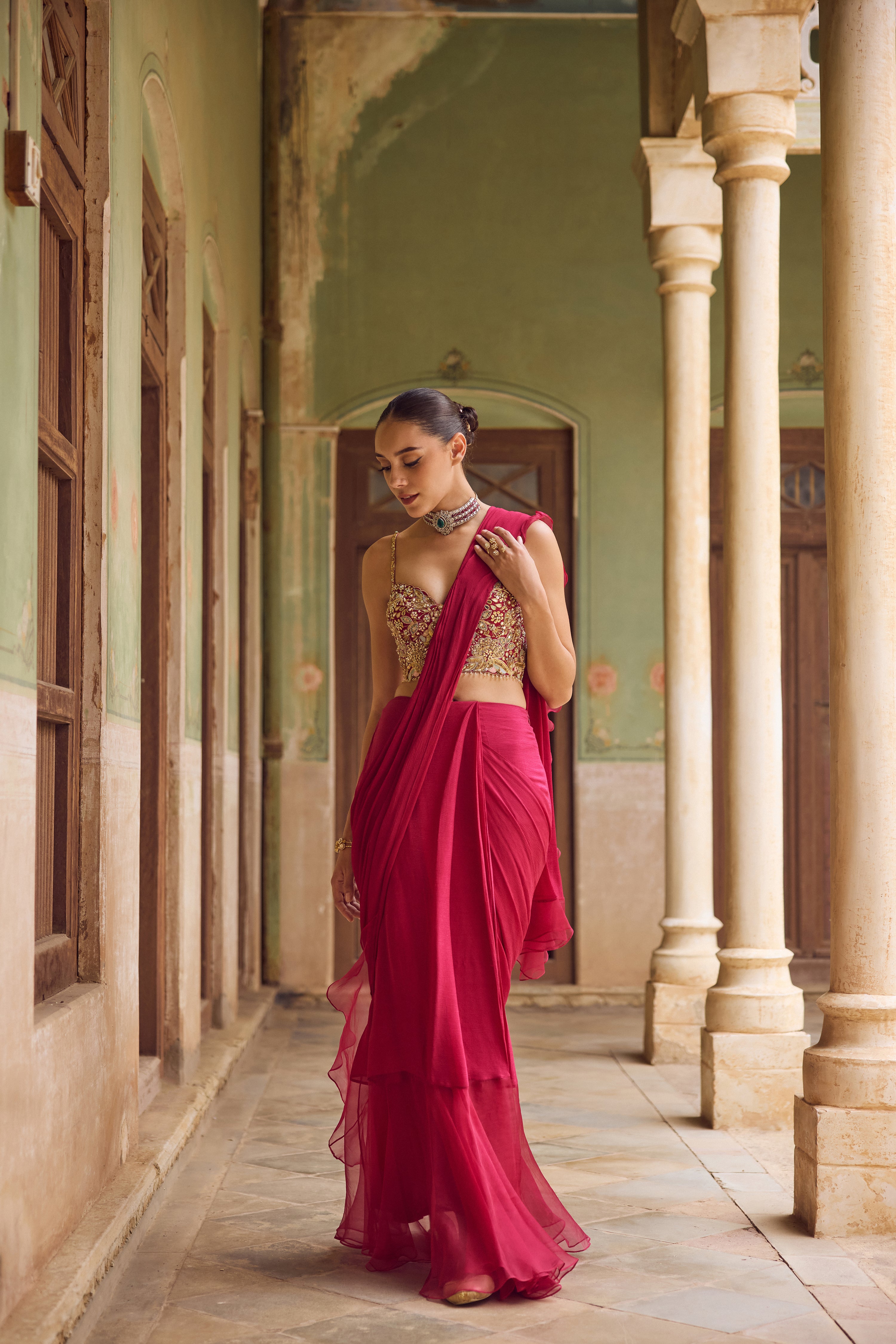 GULAAB RUFFLE SAREE
