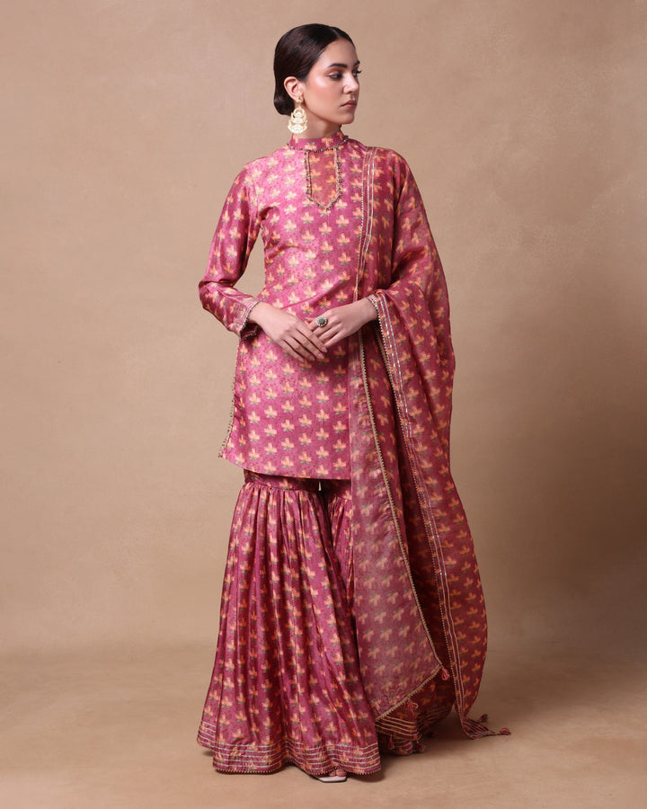 PLUM ETHEREAL BLOOM GHARARA SET