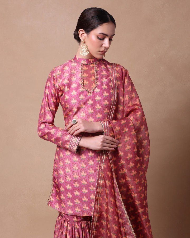 PLUM ETHEREAL BLOOM GHARARA SET