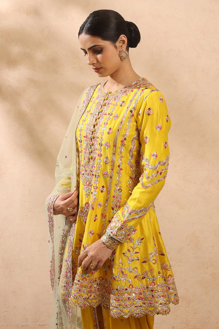 Mustard & Sage Gree Kali Kurta and Dhoti