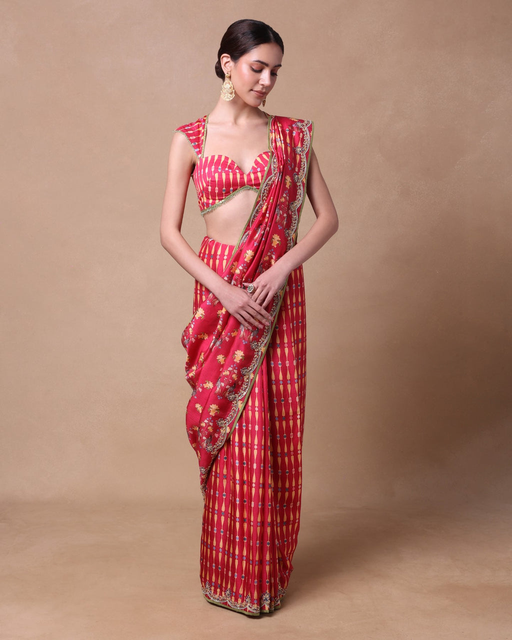 Pink Gardenia Rhapsody Saree Set