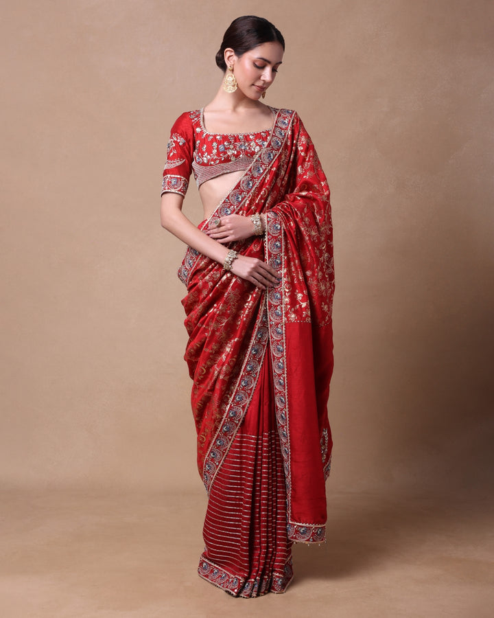 RED CHAAND SAREE