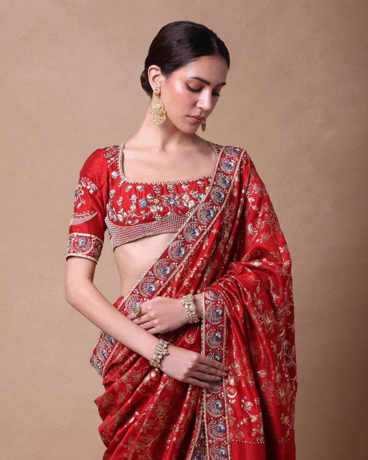 RED CHAAND SAREE