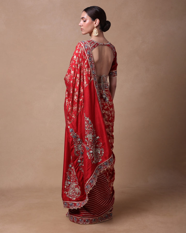 RED CHAAND SAREE