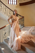 Pre-Drape Peach Organza Saree