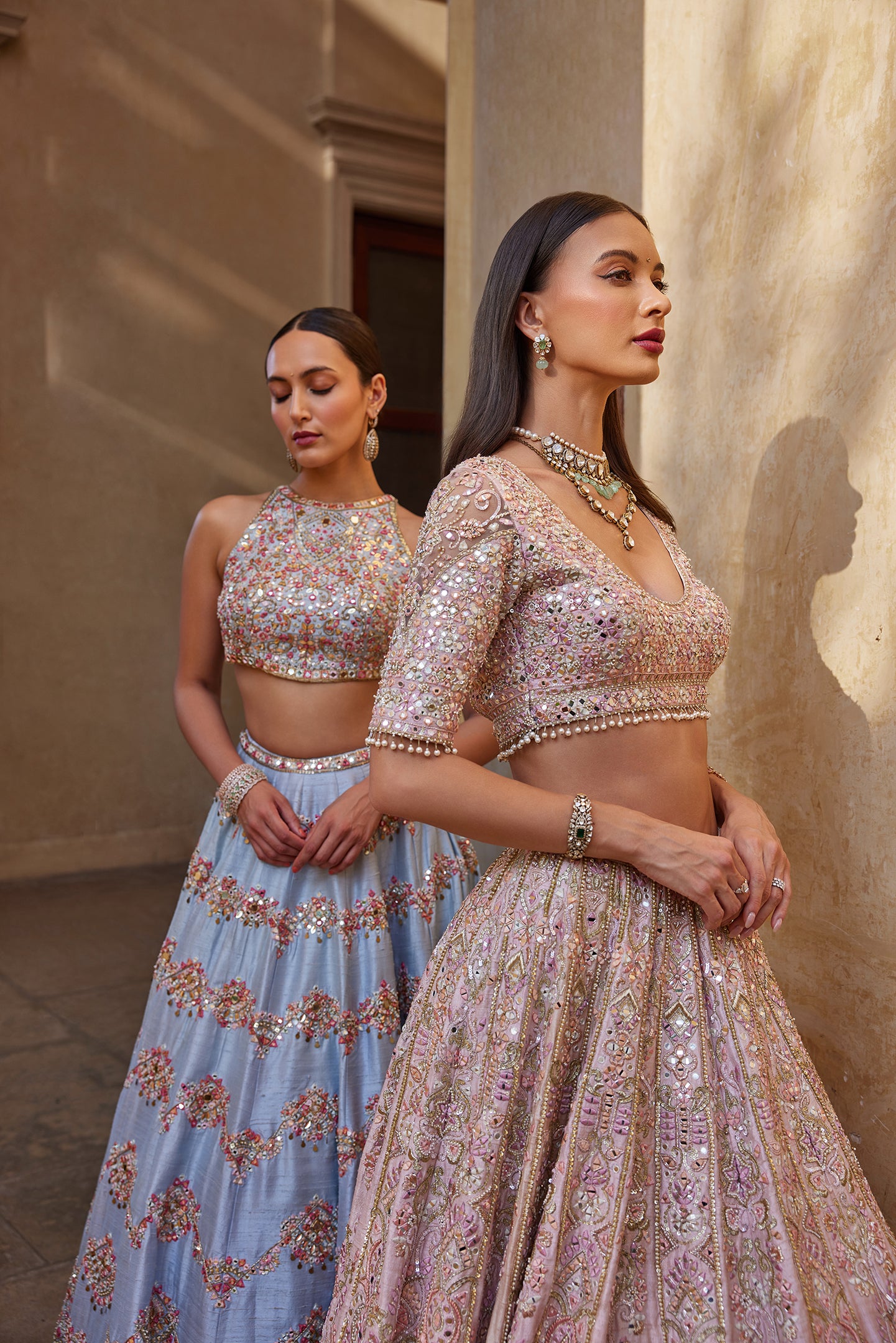 Rose Pink Mirror Lehenga