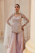 Pink Raw Silk Mirror Sharara Set