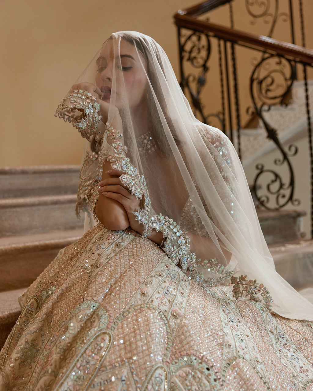 Ivory Lehenga With Multi Coloured Embroidery