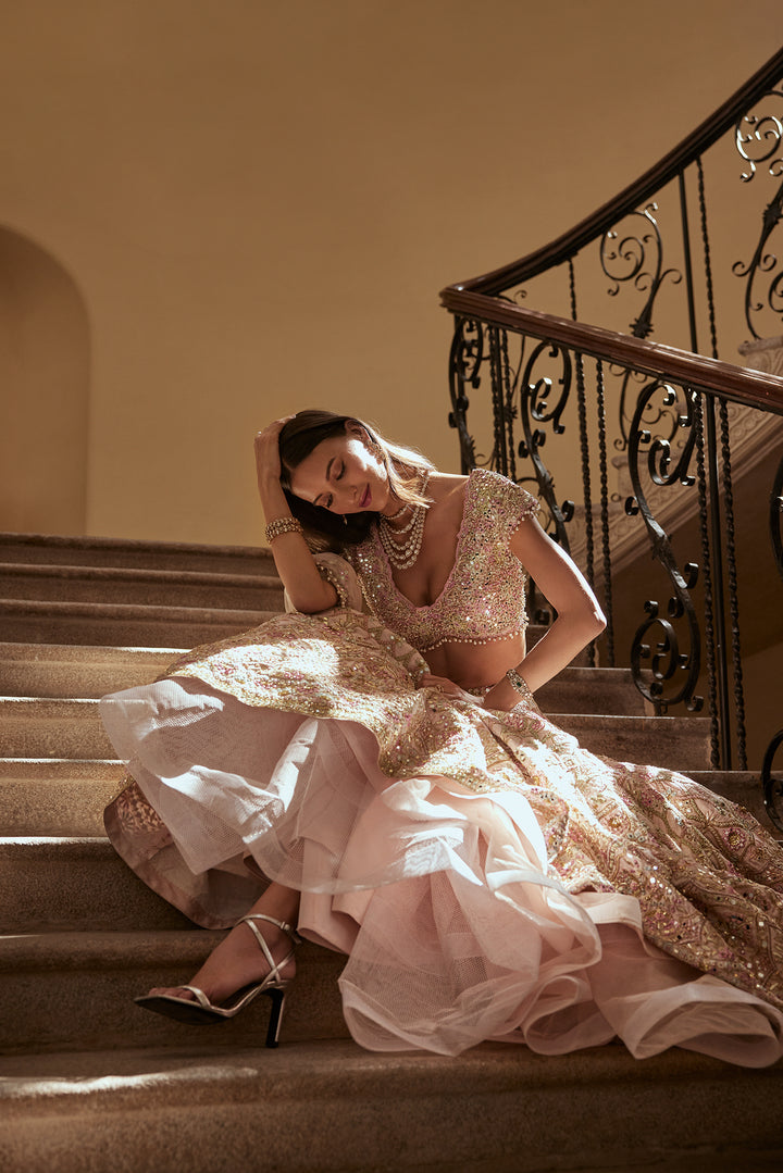 ICE PINK MIRROR LEHENGA SET