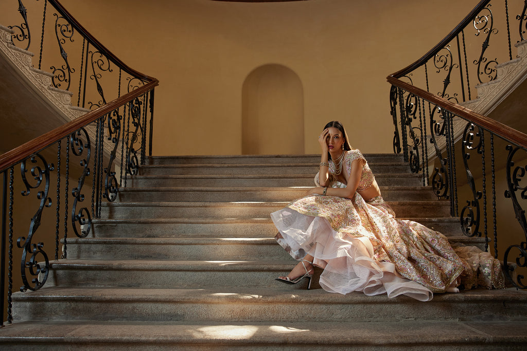 Ice Pink Mirror Lehenga Set