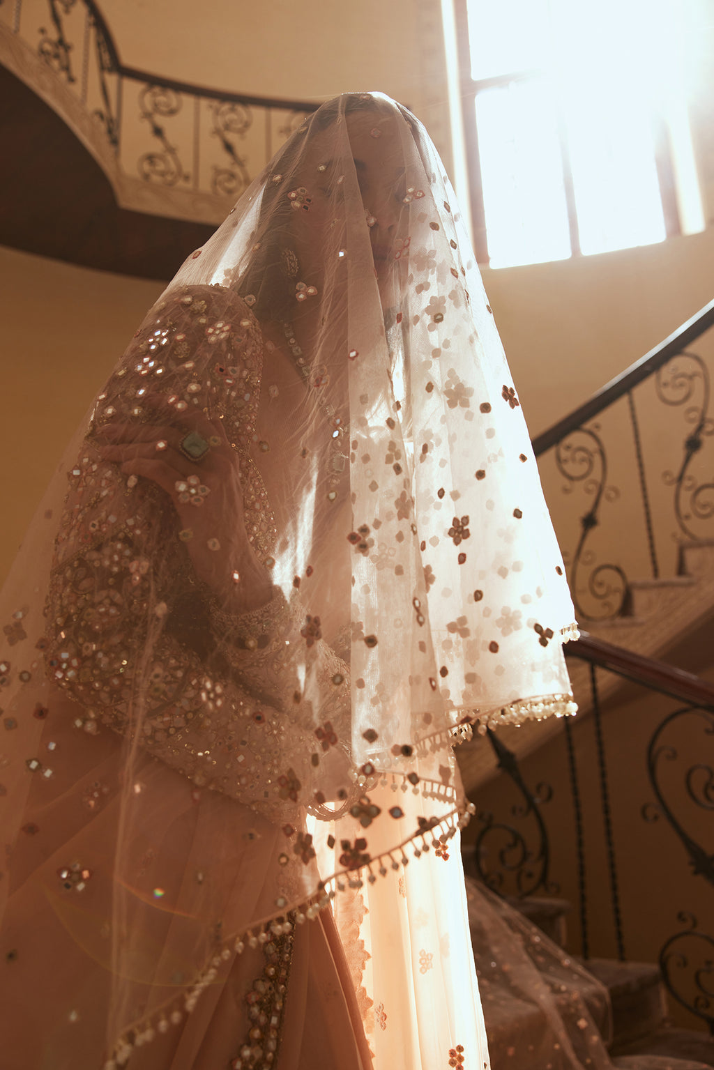Pre-Drape Peach Organza Saree