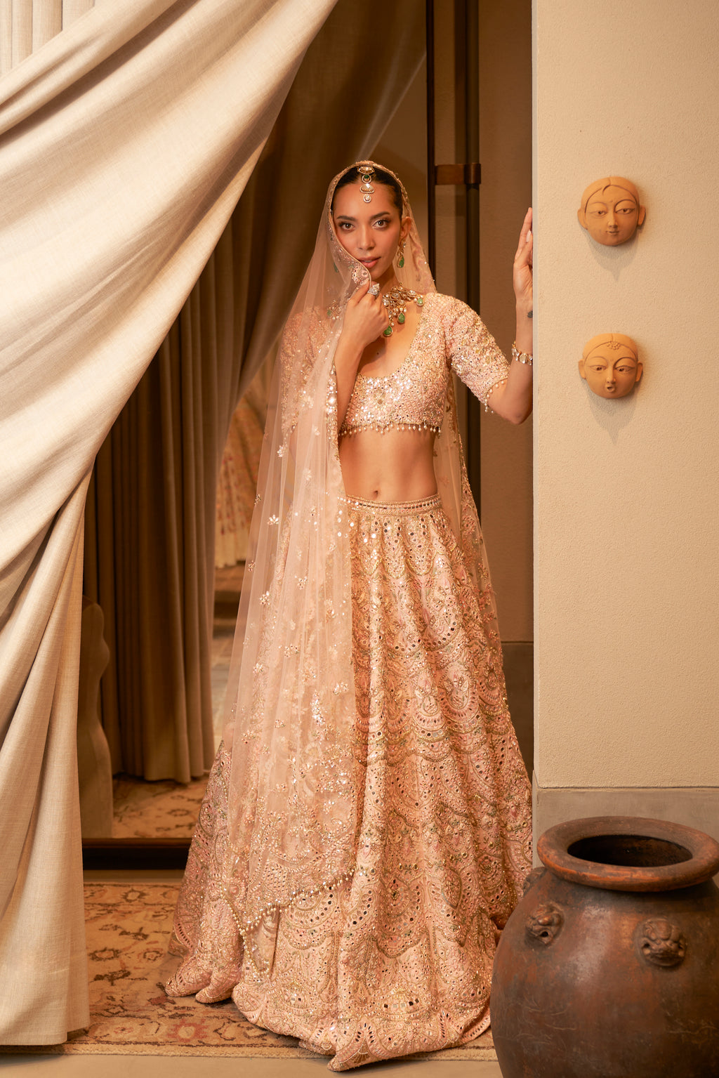 Pink Mirror Lehenga Set