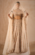 BEIGE NUDE TULLE LEHENGA SET