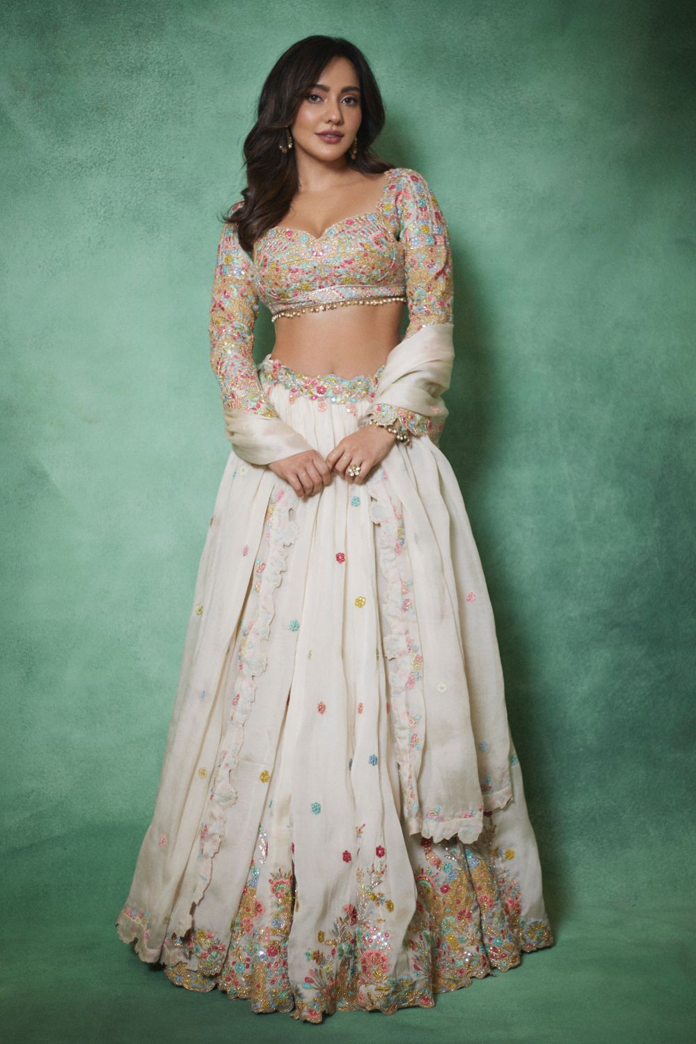 Neha Sharma In Ivory Lehenga Set