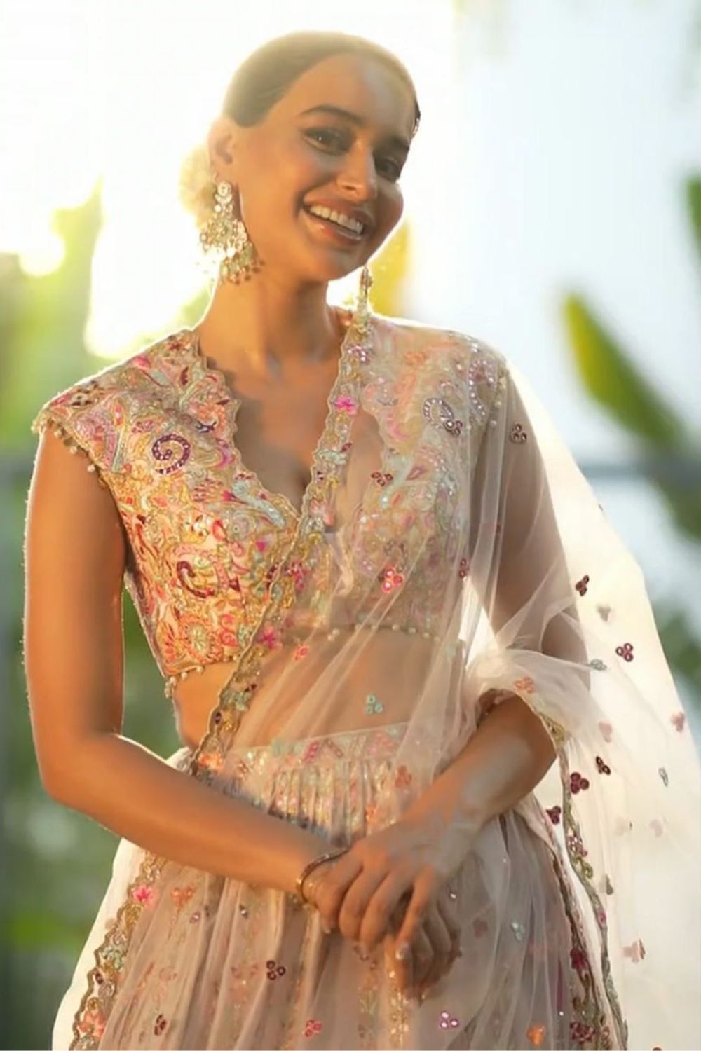 Arushi Mehra In Our Ivory Georgette Embroidered High Waist Sharara Set