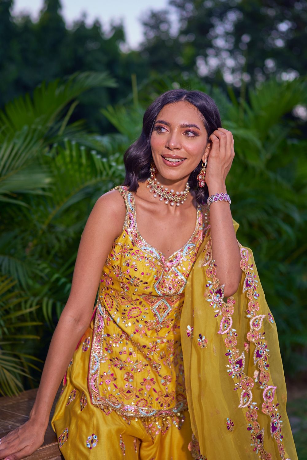 Mustard Sharara Set