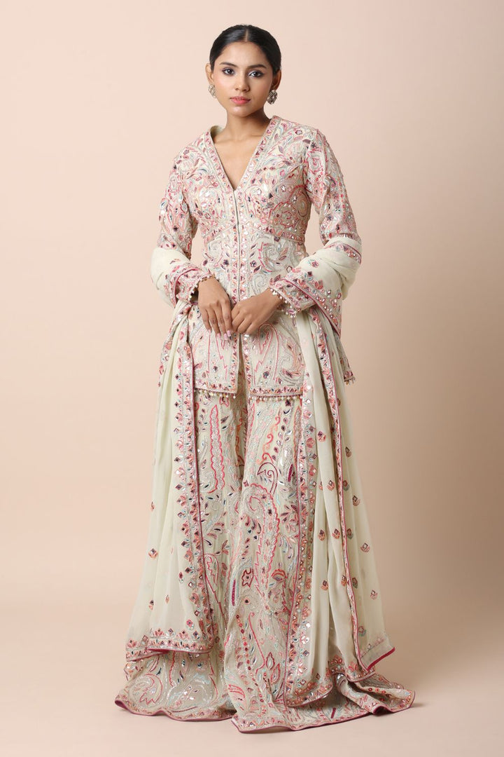 Mint Green Pelum Sharara Set
