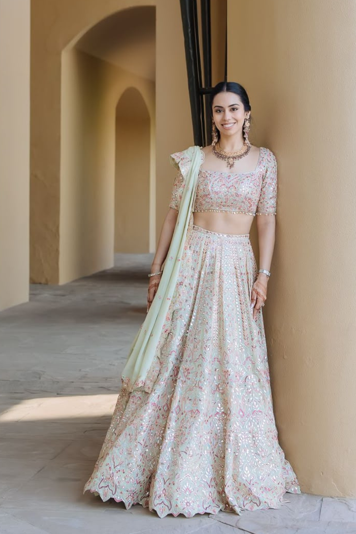 Simran In Our Light Green Georgette Lehenga