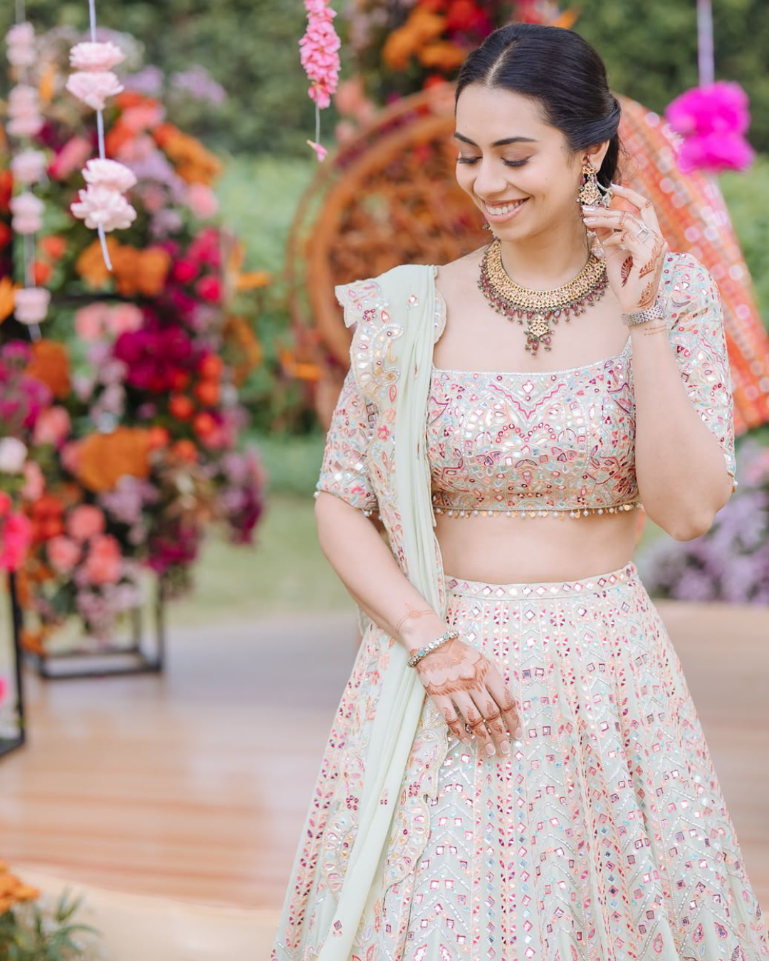 Simran In Our Light Green Georgette Lehenga