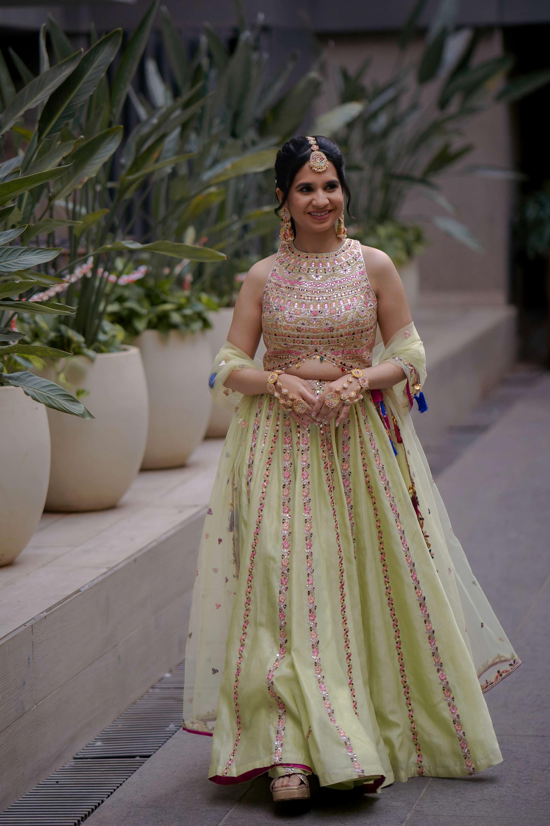 Nupur Gandhi  In Our Reina Green Pleated Skirt