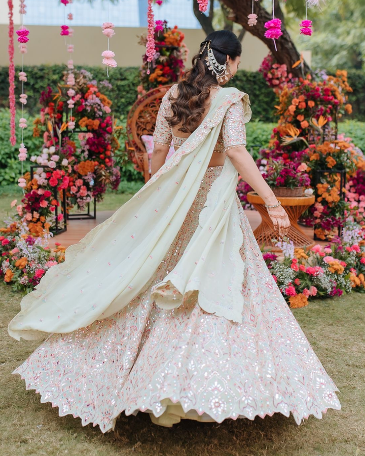 Simran In Our Light Green Georgette Lehenga
