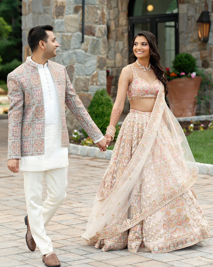 Priyal Soni In Our Peach Net Lehenga