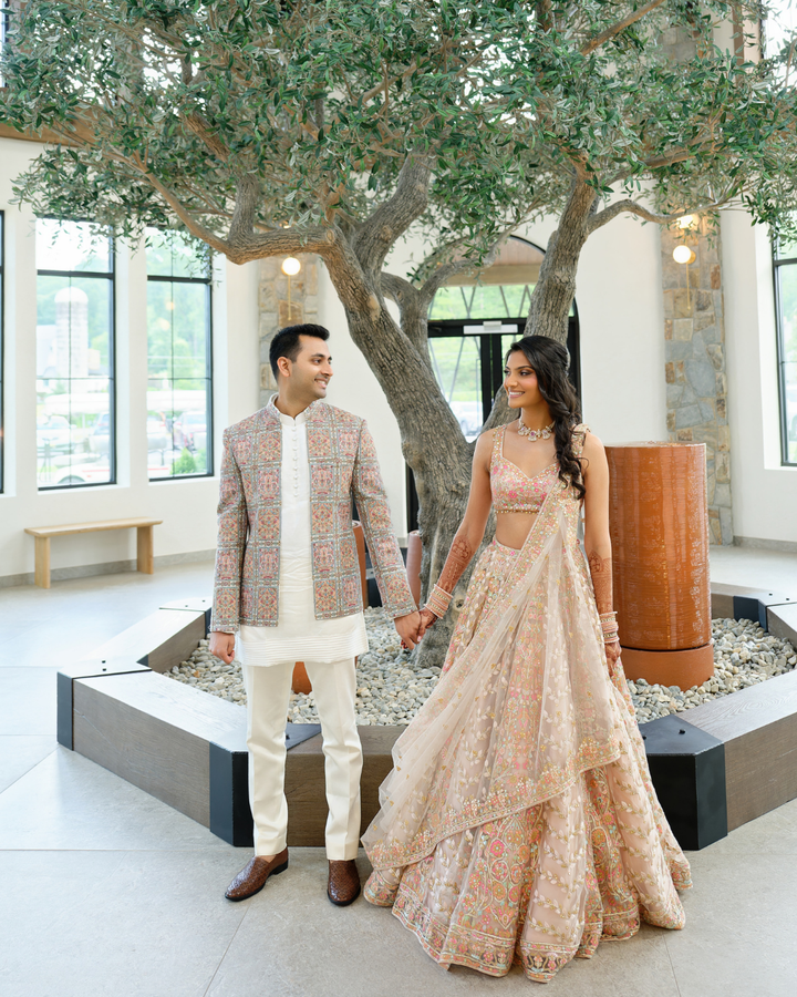 Priyal Soni In Our Peach Net Lehenga