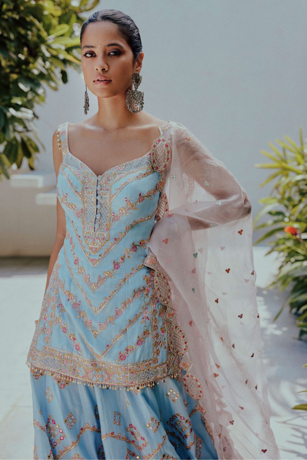 Blue & Pink Sharara Set