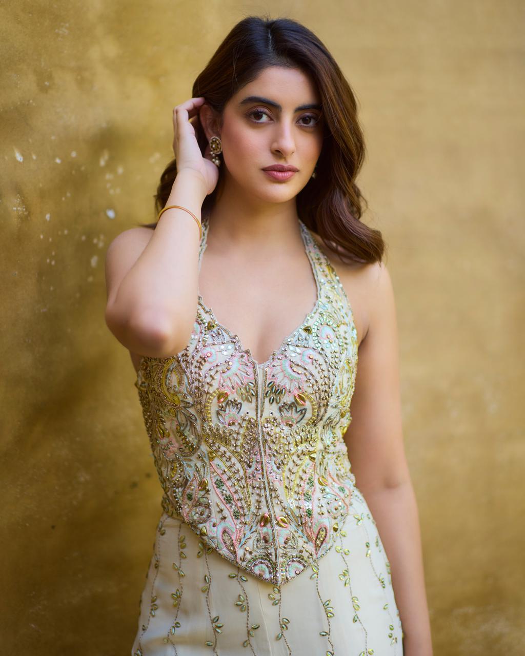 Ivory Paisley Corset With Embroidered Sharara Set