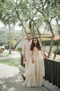 VRINDA AGARWAL IN OUR IVORY GEORGETTE EMBROIDERED HIGH WAIST SHARARA