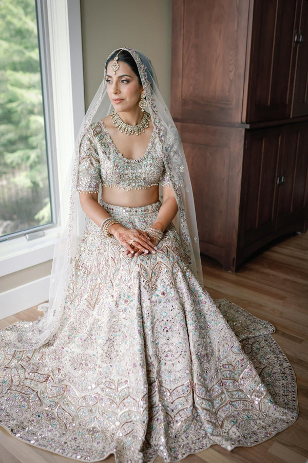 Naminder Sandhu In Our Champagne Raw Silk Lehenga