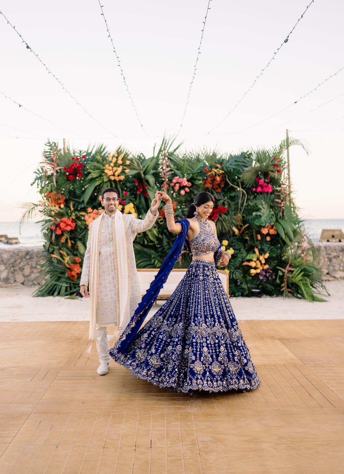 Pooja Mukund In Our Sufiyaana Royal Blue Organza Lehenga Set