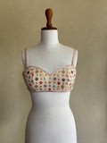 Peach with multi mirror blouse