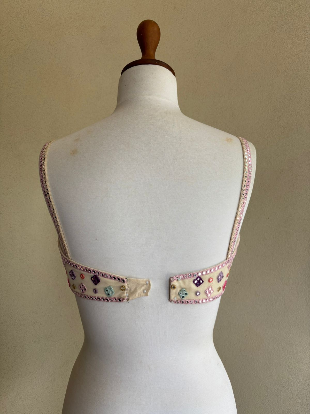 Peach with multi mirror blouse