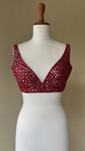 Maroon foil blouse
