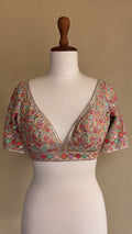 Multi colored resham and mirror blouse