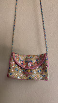 Green bag with resham, gotta, dori and mirror work