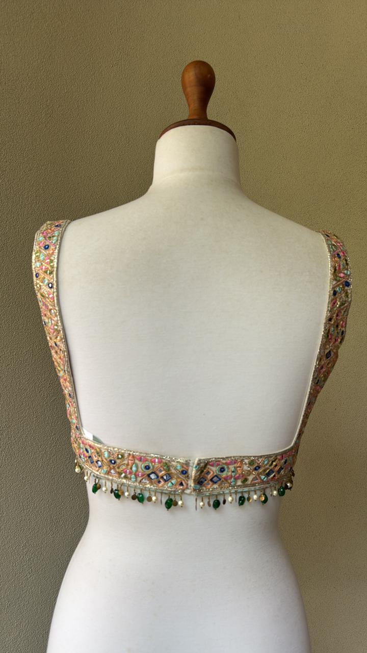 Multi colored mirror and foil blouse