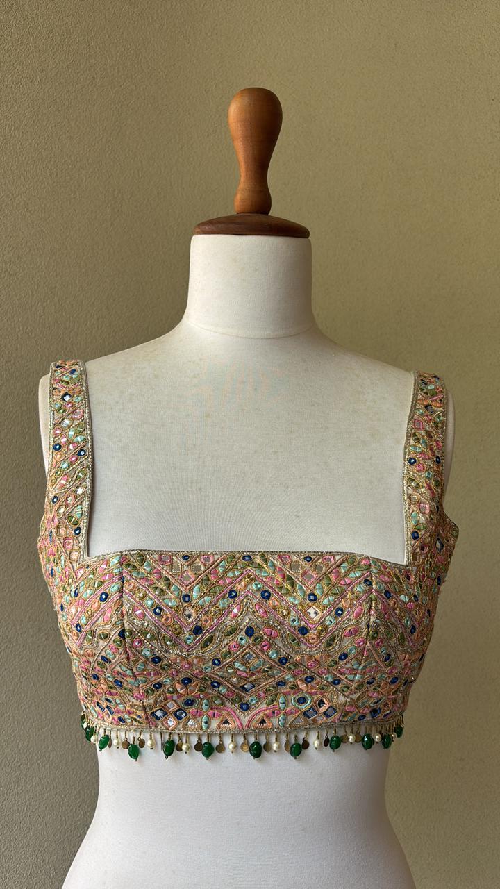 Multi colored mirror and foil blouse
