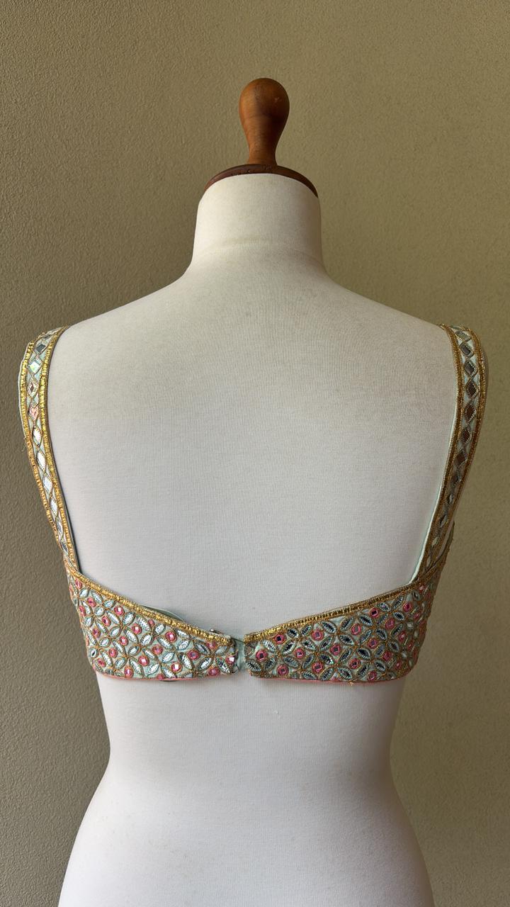 Mirror, resham and foil blouse