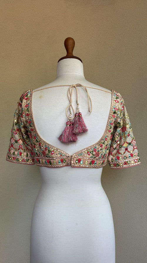 Peach multi mirror blouse